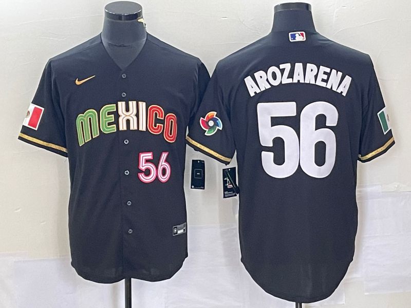 Men 2023 World Cub Mexico #56 Arozarena Black Nike MLB Jersey9